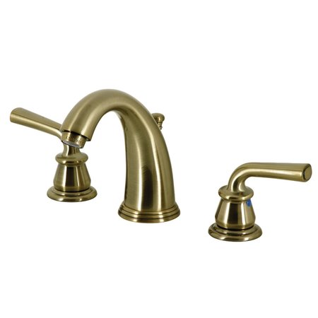 KINGSTON BRASS Widespread Bathroom Faucet with PopUp Drain, Antique Brass KB983RXLAB